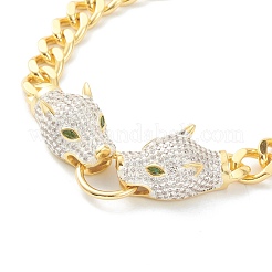 Bracelets à maillons en laiton avec zircone cubique de micro pave&nbsp;BJEW-L676-01G