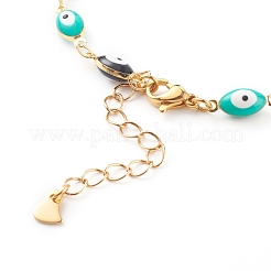 Bracciali con catena a maglie malocchio smaltato in ottone&nbsp;BJEW-JB06106