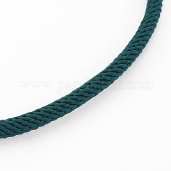 ブレスレット作り用編み込みコットンコード  304ステンレススチール留め具付き  ゴールドカラー  ティール  8-5/8インチ（21.8cm）  3mm&nbsp;MAK-L018-03A-04-G