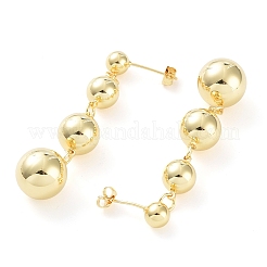 Латунные серьги-гвоздики с круглыми шариками для женщин EJEW-D086-03G