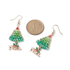Boucles d'oreilles pendantes arbre tressé en perles de verre&nbsp;EJEW-TA00213