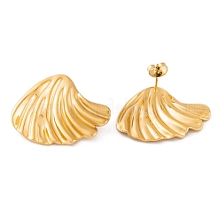 Серьги-гвоздики из нержавеющей стали 304 с ионным покрытием (IP) в форме ракушки для женщин&nbsp;EJEW-L272-021G