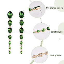 3 пара овальных сережек-гвоздиков с градуированными бусинами и стразами двух цветов EJEW-AN0001-40