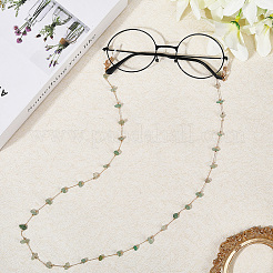 Цепочка из натурального нефрита и сплава с цепочкой на шею для очков&nbsp;AJEW-WH20070-024C