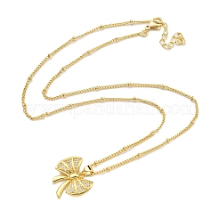 Ожерелья с подвесками из латуни с прозрачным кубическим цирконием&nbsp;NJEW-M220-05C-G