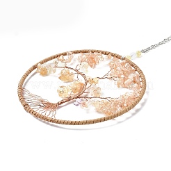 Проволочные чипсы натуральный желтый авантюрин большой кулон украшения HJEW-A005-05B