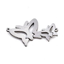 変色しない304ステンレススチールリンクコネクター  レーザー切断  蝶  ステンレス鋼色  18.5x30x1.5mm  穴：1mm&nbsp;STAS-T059-22P