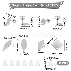 80 pz 4 stile 304 acciaio inossidabile orecchini a perno&nbsp;FIND-DC0001-03
