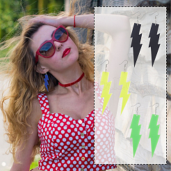 6 пара двухцветных акриловых сережек-молний EJEW-AN0001-58