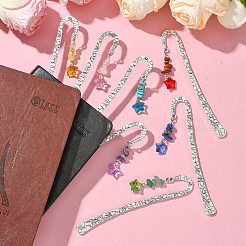 7 Stück Chakra-Edelsteinsplitter aus natürlichem und synthetischem Edelstein und Lesezeichen mit Stern-Glasanhänger&nbsp;AJEW-JK00328