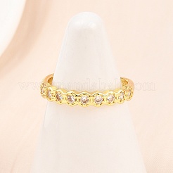 Манжеты из латуни с микро паве кубический цирконий для женщин RJEW-Z113-25G