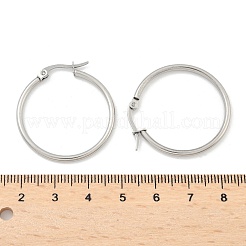 変色しにくい304ステンレススチールフープピアス  低刺激性のイヤリング  ステンレス鋼色  12ゲージ  29~31x2mm  ピン：0.7~1.3x0.68mm&nbsp;X-EJEW-F105-09P