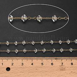 Цепочки-рондель ручной работы из нержавеющей стали 304 с бусинами из стекла CHS-B011-07G