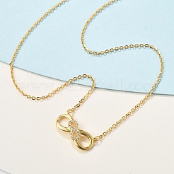 925 Halskette mit Doppel-Unendlichkeits-Anhänger aus Sterlingsilber mit klarem Mikropavé und Zirkonia für Damen&nbsp;NJEW-D315-03G