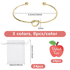 24 шт. 3 стильных железных браслета с узлом&nbsp;BJEW-DC0001-17