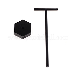 T字型アクリルジュエリーディスプレイラック  ジュエリースタンド  吊り下げイヤリング用  ブラック  4x5x14.1cm&nbsp;AJEW-WH0029-43C