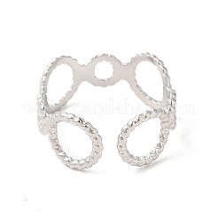 変色しない304ステンレススチール製女性用オープンカフリング  ステンレス鋼色  usサイズ7 1/4(17.5mm)&nbsp;RJEW-E063-25P