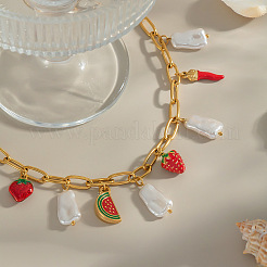 Женское ожерелье-скрепка с подвеской в виде цепочки-скрепки из нержавеющей стали Ocean 304 с красной эмалью VT2303