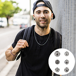 12 шт. 6 вида круглых бусин из нержавеющей стали 304&nbsp;STAS-UN0059-95