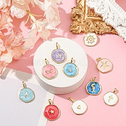 10 шт. 10 стиля латунных эмалевых подвесок&nbsp;KK-YW0002-41