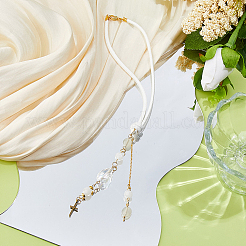 Подвеска из латунной цепи и стекла HJEW-WH00085