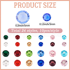 240 Stück 24 Arten Glas Strass Cabochons&nbsp;GLAA-BM0001-06