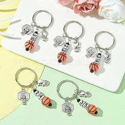 Брелок-кулон с акриловыми бусинами и цифрами и баскетболом KEYC-JKC00850