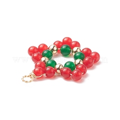 Pendentifs enveloppés de fil de cuivre de jade de malaisie naturel et teint&nbsp;PALLOY-JF02015