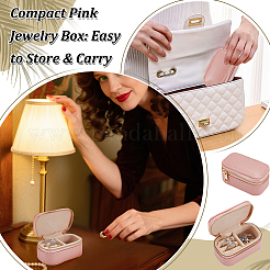 Портативные дорожные прямоугольные коробки для хранения ювелирных изделий из искусственной кожи на молнии&nbsp;LBOX-WH0007-001A