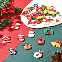 48шт 12 стиля рождественская тема непрозрачные подвески из смолы RESI-FS0001-73