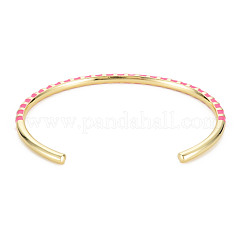 Скрученный браслет-манжета из латуни с эмалью BJEW-T020-02D-NF