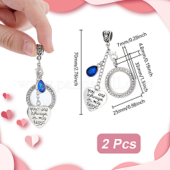 2 шт. плоские круглые подвески-медальоны из сплава и стекла в тибетском стиле&nbsp;HJEW-UN00041