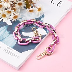 不透明なアクリルとccbプラスチックリンクチェーンバッグハンドル  亜鉛合金製スイベルクラスプとスプリングゲートリング付き  バッグストラップ用交換アクセサリー用  パープル  43.2cm&nbsp;AJEW-BA00075-04