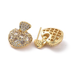 Прозрачные серьги-гвоздики с кубическим цирконием в форме сердца EJEW-F298-09G