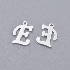 ステンレスペンダント201個  文字L  銀色のメッキ  文字.e  13.5x10x1mm  穴：1mm&nbsp;STAS-O098-03S-E