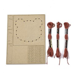 子供のためのDIYストリングアートキットの芸術品と工芸品  木製のステンシルと羊毛糸を含む  クマの柄  16x21x0.3cm&nbsp;DIY-P014-B06
