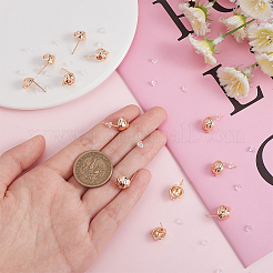 12 шт. латунные полукруглые серьги-гвоздики&nbsp;KK-BC0011-27