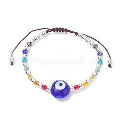 Malocchio lampwork e braccialetto di perline intrecciate in vetro&nbsp;BJEW-JB09413