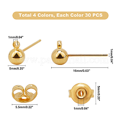 240 шт. 8-х цветные латунные шарообразные серьги-гвоздики&nbsp;KK-FH0001-86