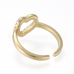 Латунные кольца из манжеты с прозрачным цирконием RJEW-K232-07G