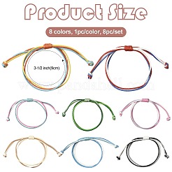 8шт 8 цвета корейский вощеный полиэстеровый шнур плетеный браслеты из бусин BJEW-FS00024