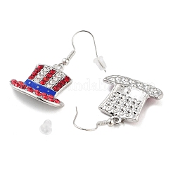 Женские серьги с подвесками на тему Дня независимости из сплава и эмали&nbsp;EJEW-F335-01P-03