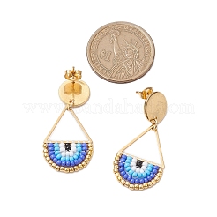 Boucles d'oreilles à tige en forme de larme et de perles de rocaille&nbsp;EJEW-MZ00251
