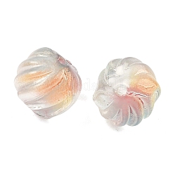 ツートンカラーの透明ガラスビーズ  カボチャ  グリッターパウダー付き  カラフル  10~10.5x9~10mm  穴：1.4mm  約833個/1000g&nbsp;GLAA-H041-02A