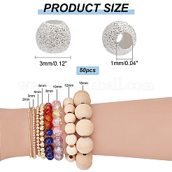 50 шт. круглые 925 бусины из стерлингового серебра с текстурой STER-PH0001-66