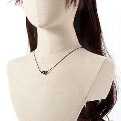 Колье с круглым граненым ожерельем из натурального агата с жемчужным блеском&nbsp;NJEW-JN03657-02