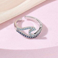 Messing Micro Pave Zirkonia Manschette offene Ringe&nbsp;CU-CBAEC29-06P