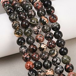 Natürliche rote Schneeflocken-Obsidian-Perlenstränge&nbsp;G-P503-8mm-06A