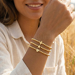 3 minimalistisches Set aus dehnbaren Armbändern aus Messingperlen für Damen&nbsp;ZD2300-5