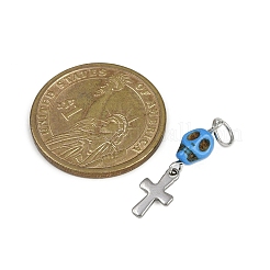 Подвески в виде черепа из синтетической бирюзы PALLOY-JF04214-02